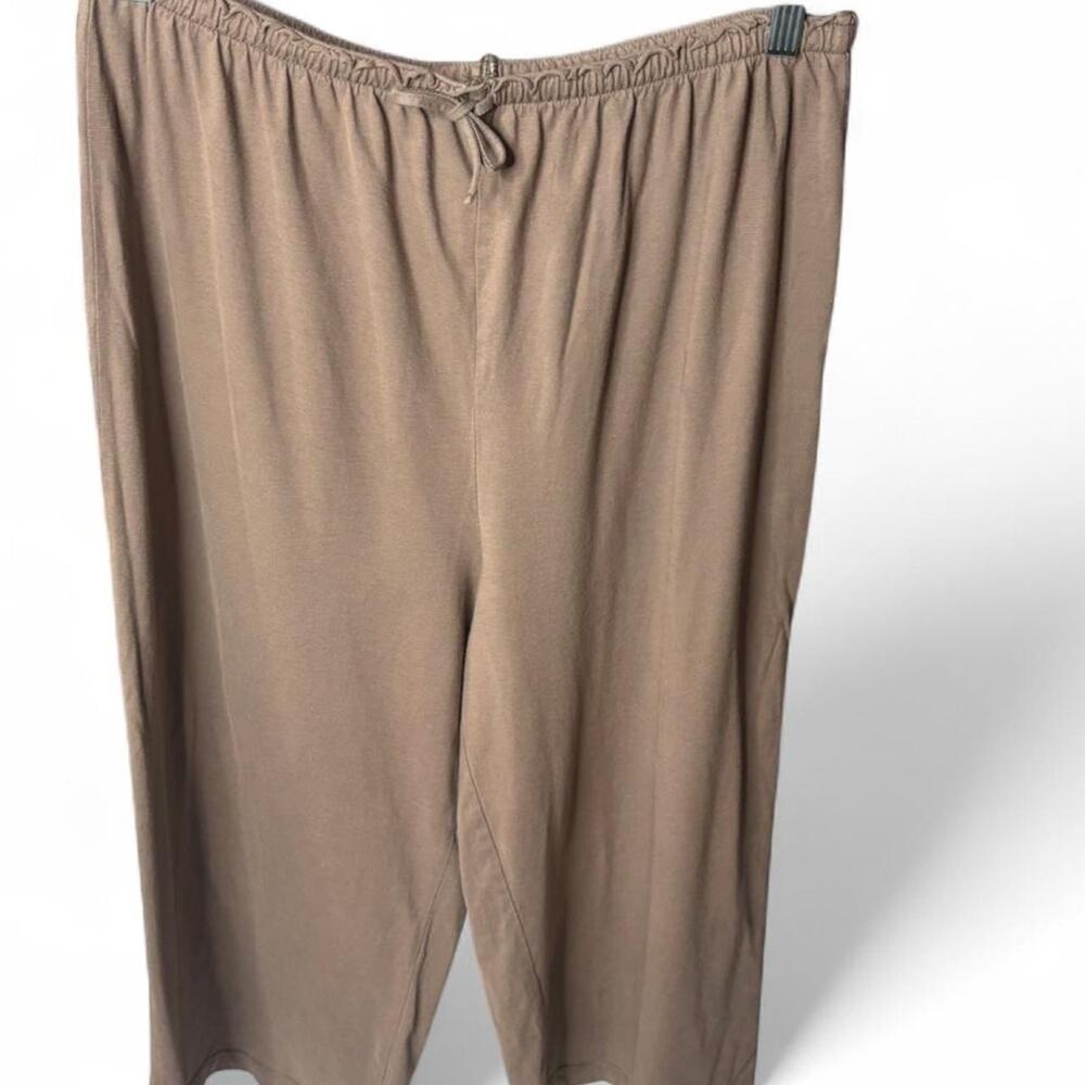 Garnet Hill Green Organic Cotton Cropped Lounge Pants Brown Size L